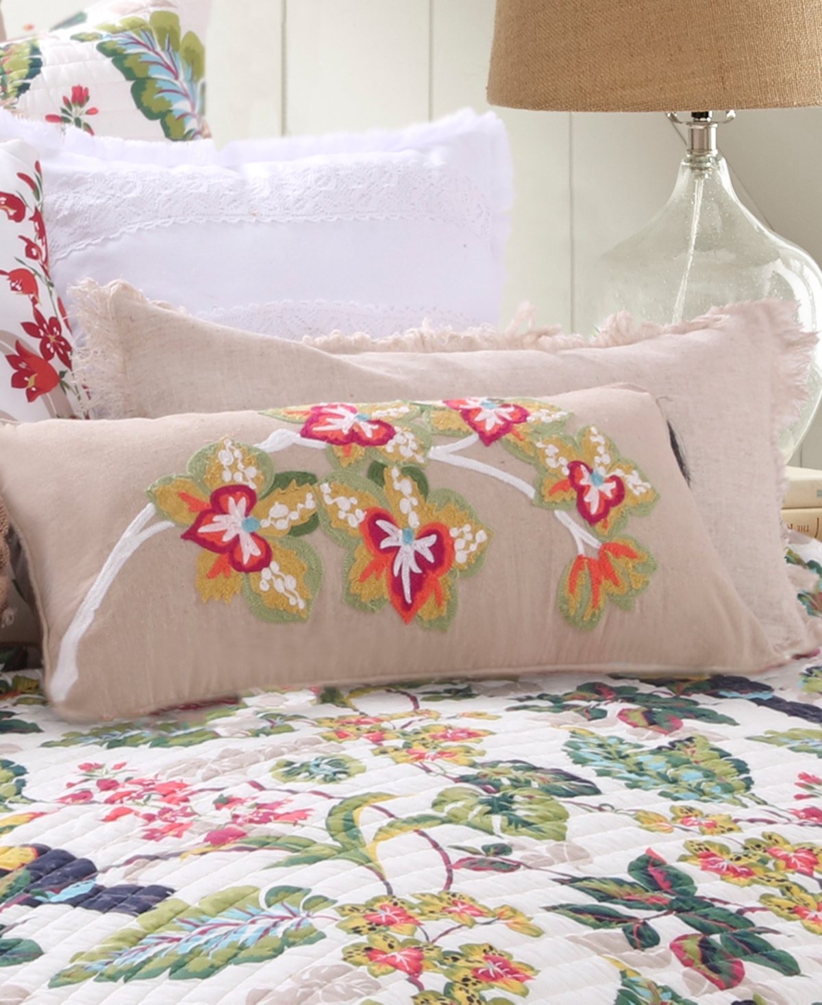 Levtex Linen Fringe Decorative Pillow, 12" x 24"