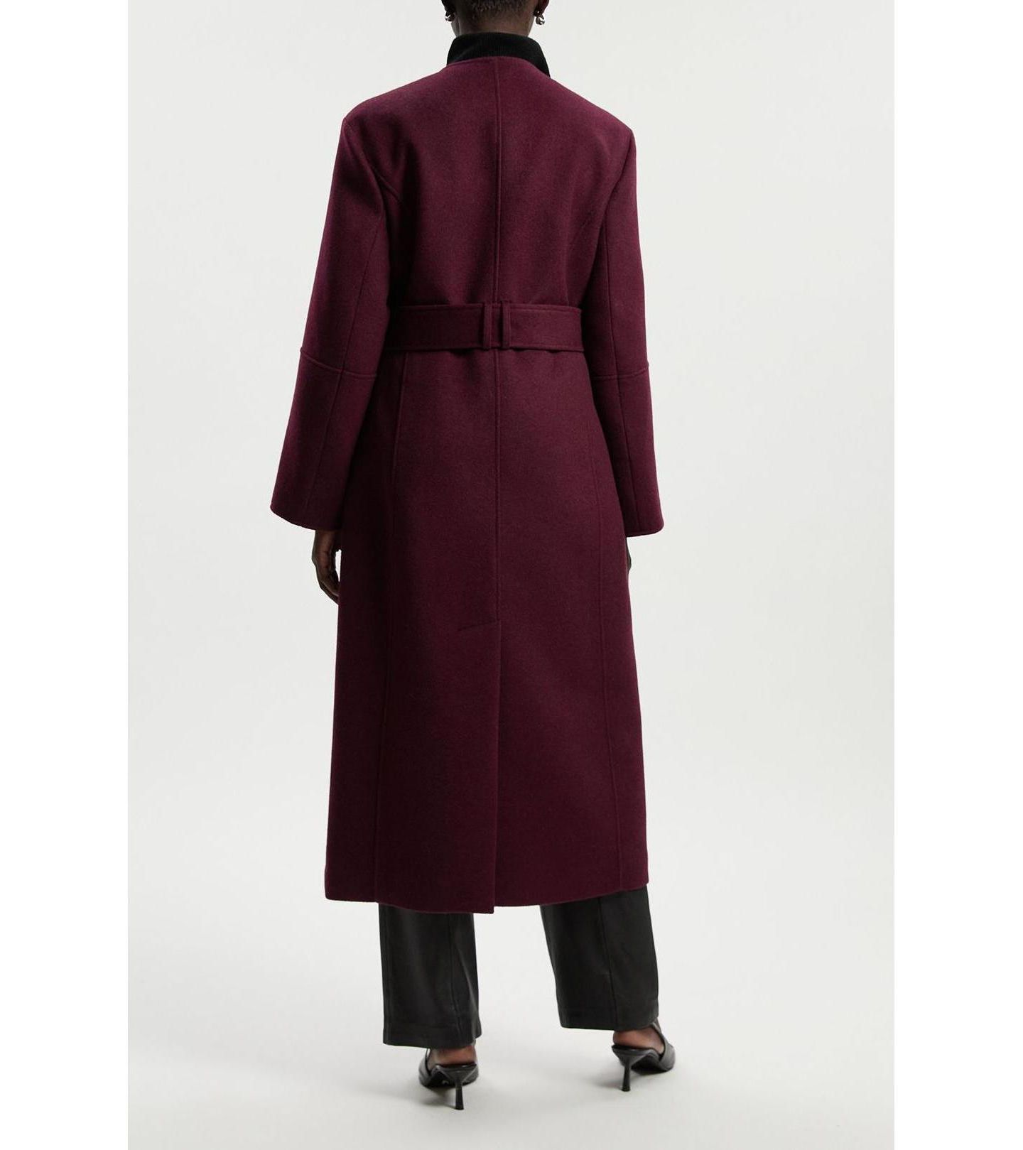 Женское пальто Karen Millen Wool Single Breasted Belted Maxi, цвет: Бордовый — фото 8
