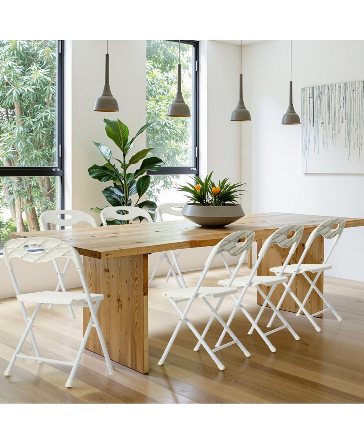 Clihome 4-Pack Stainless Steel Folding Chairs - Heavy-Duty 800lb Capacity, Stackable & Waterproof