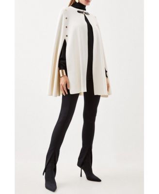 Women's Popper Detail Knit Cape Coat
