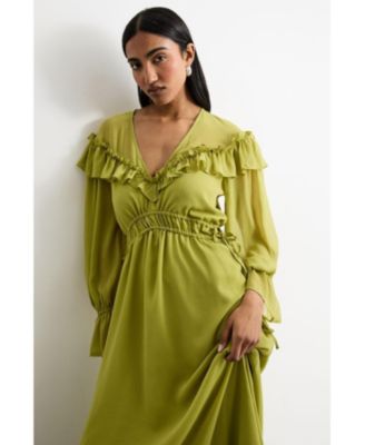 Women's Ruffle Shoulder Detail Boho Maxi Dress