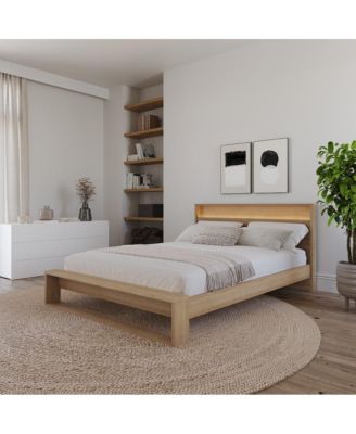 Gael Slatted Bedframe and Headboard with Integrated Light