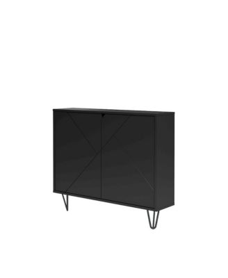 Slim 2-Door Storage Accent Cabinet, Floating And Wall Mount Bar.