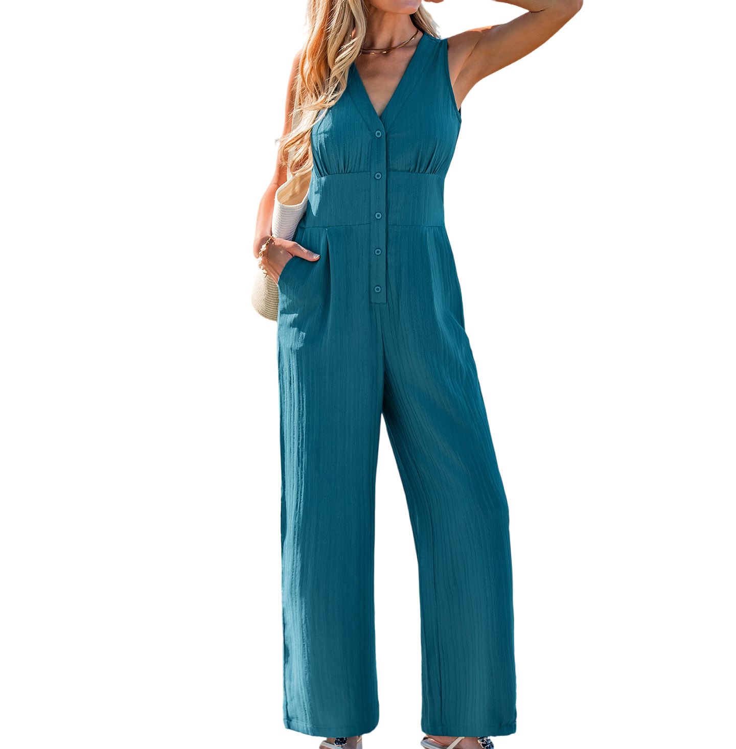 Женский комбинезон Cupshe Out of Sight Blue Jumpsuit, цвет: Пастельный синий — фото 2