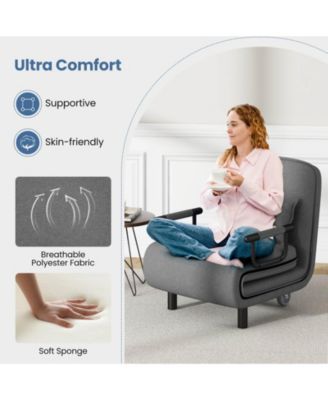 3-in-1 Convertible Sofa Bed with 5-Position Adjustable Backrest & Lumbar Pillow