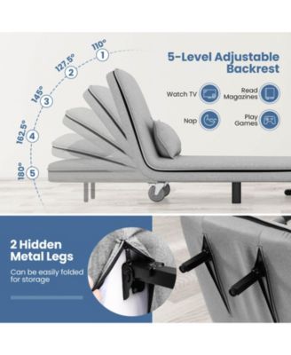 3-in-1 Convertible Sofa Bed with 5-Position Adjustable Backrest & Lumbar Pillow