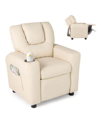 Kids Recliner Chair PU Leather Armrest Sofa w/Footrest Cup Holder