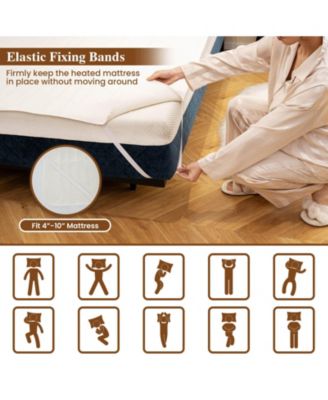 76” x 54” Full Size Heated Mattress Pad with 9 Heating Levels & 9H Timer, Dual Controllers