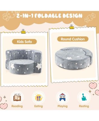 Kids Plush Couch with Machine Washable Flannel Cover Soft Sponge Padding