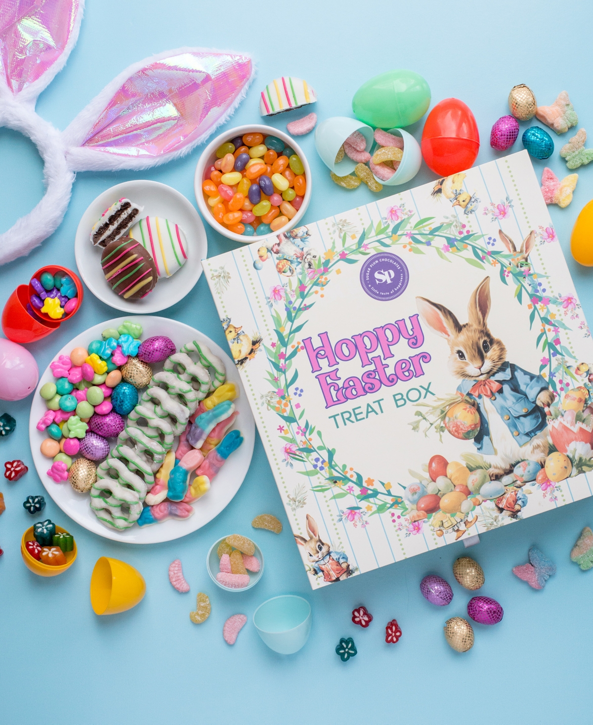 Sugar Plum Chocolates Hoppy Easter Chocolate and Treats Box, 9 Piece