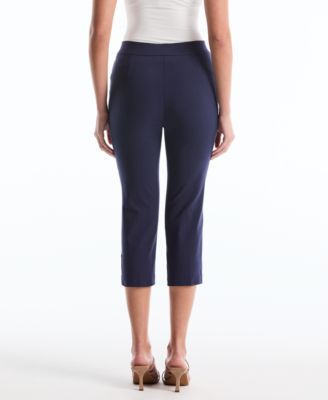 Petite Button Detail Capri Pants