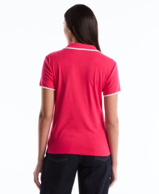 Petite Contrast Trim Johnny Collar Polo Shirt