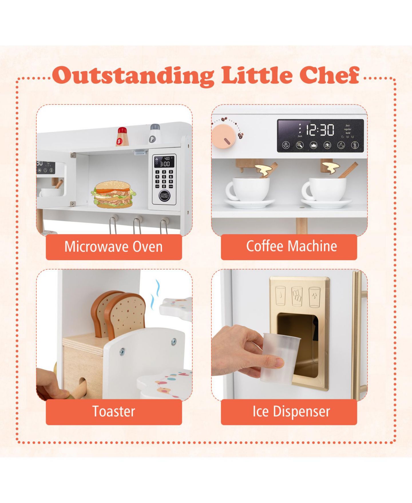 Детский игровой набор Mecale Little Chef Lights & Sounds 25-Piece Kitchen Playset, Ages 3+, цвет: Белый — фото 7