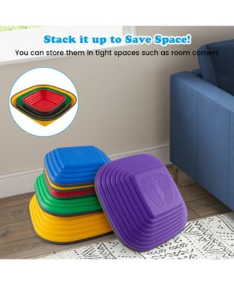 6-Piece Kids Stepping Stone Square Balance Blocks for Indoor & Outdoor Play