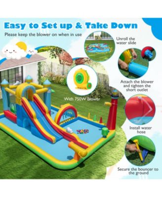 Giant Inflatable Water Slide Park with Long Slide and 750W Blower Included
