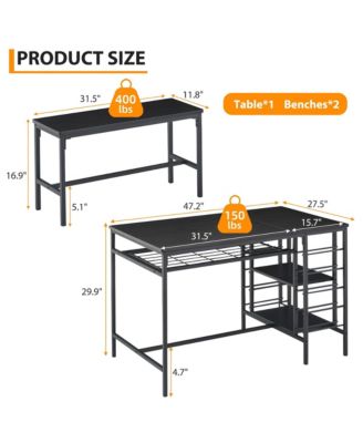 Dining Table Set for 4, Dining Room Table Set with Wine Rack & Storage Shelves