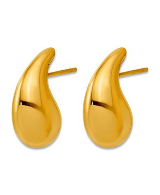 Solid 18k Yellow Gold Italian 20x9.4mm Puffed Teardrop Dangle Earrings