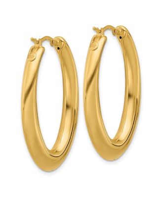 Solid 18k Yellow Gold 41x28mm Puffed Oval Hoop Earrings
