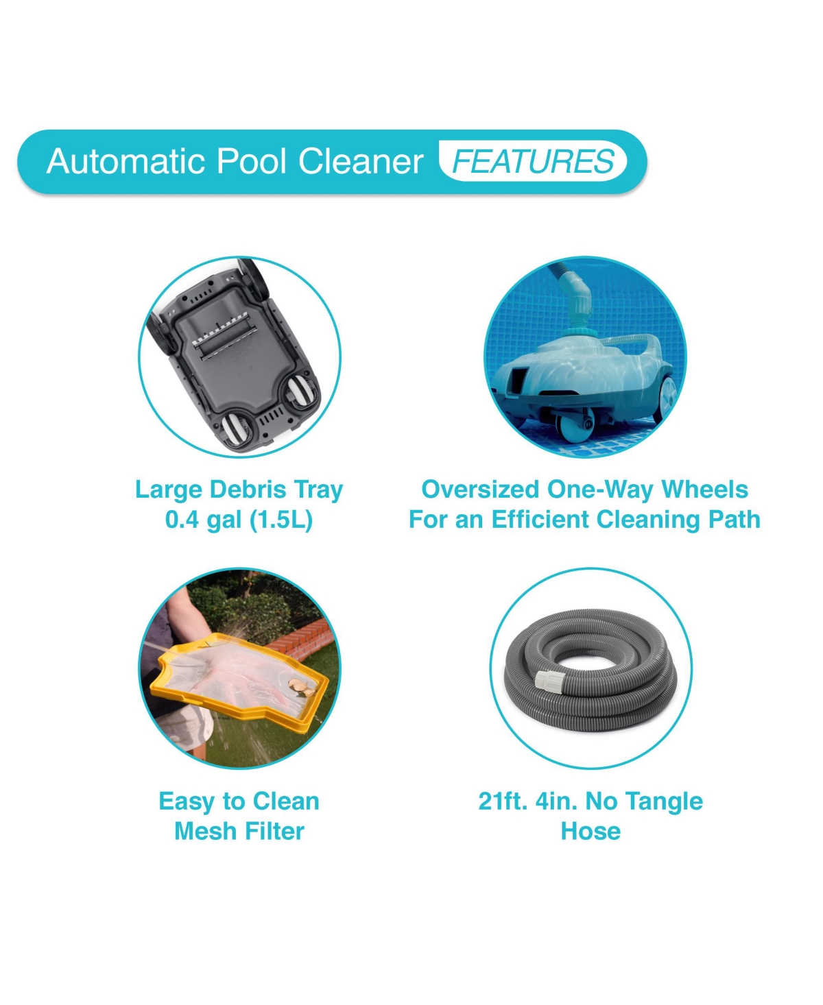 Intex ZX100 Automatic Pressure Side Swimming Pool Cleaner w/Hose & Converter