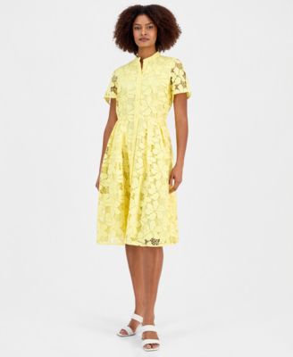 Women's Lace Button-Front Short-Sleeve Dress