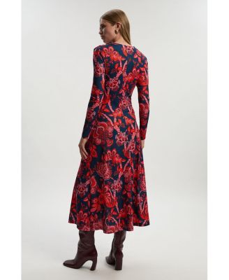 Women's Paisley Jersey Crepe Twist Maxi Dress