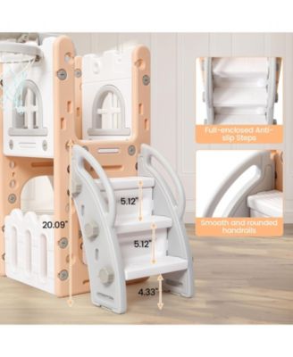 8-In-1 Indoor Playground with Slide: Slide Playset, Includes Slide, Basketball Hoop, Climber