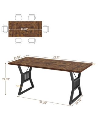 Dining Table 4-6 Person 70.8 Inch, Farmhouse Kitchen Table with Heavy Duty Metal Legs