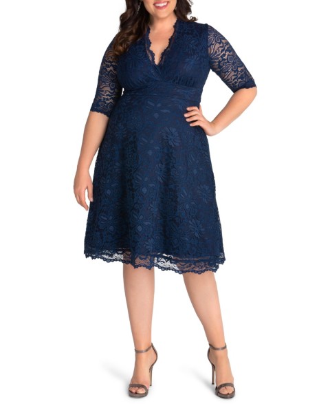 Женские Kiyonna Plus Size Mademoiselle Lace Cocktail Dress with Sleeves