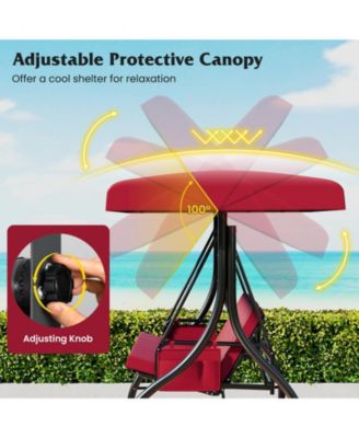 3-Piece Patio Swing with Canopy, Removable Cushions & Side Pockets