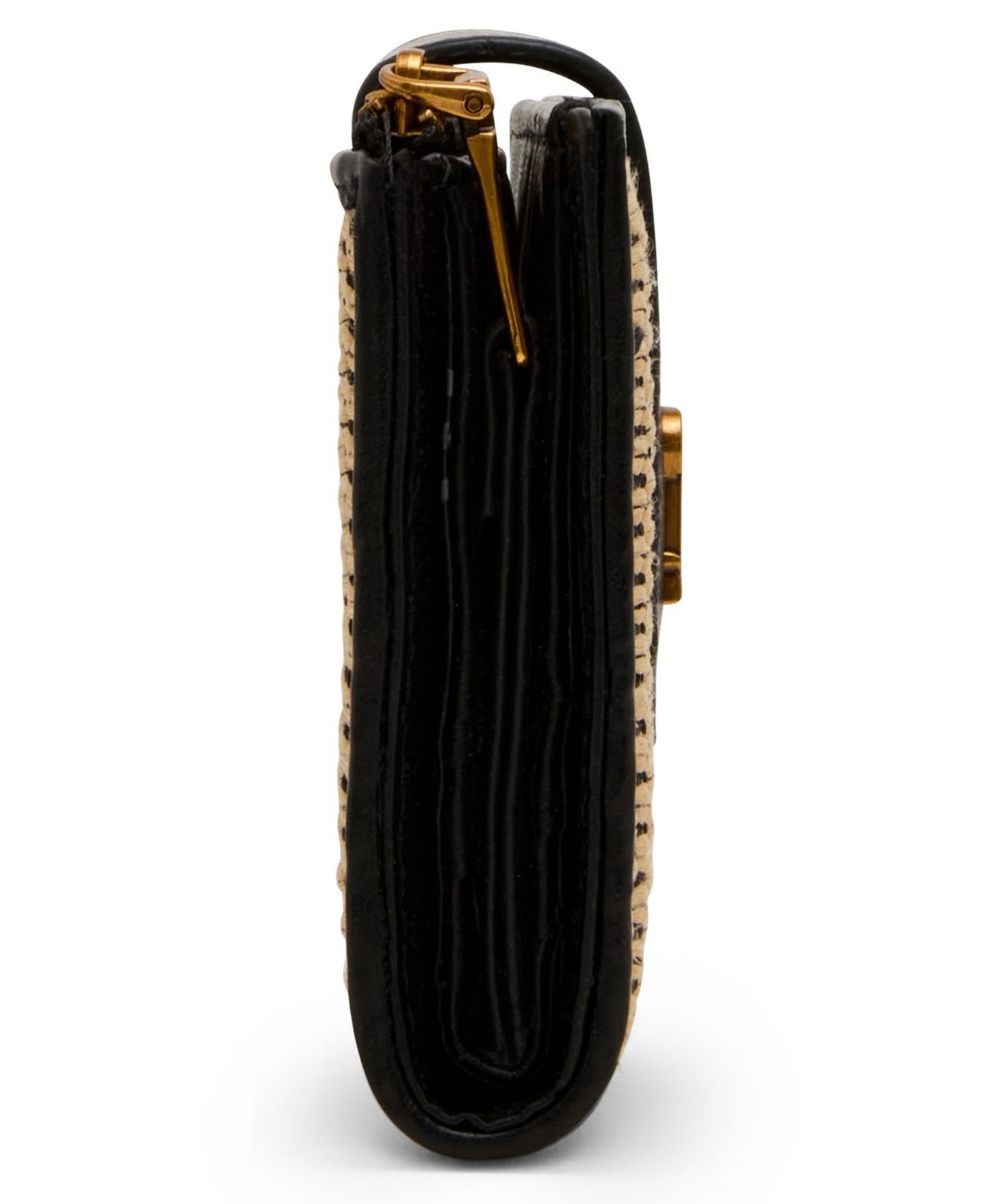 Женский кошелёк Steve Madden Jem Raffia Bifold Mini Card Case Wallet, цвет: Чёрный натуральный — фото 5