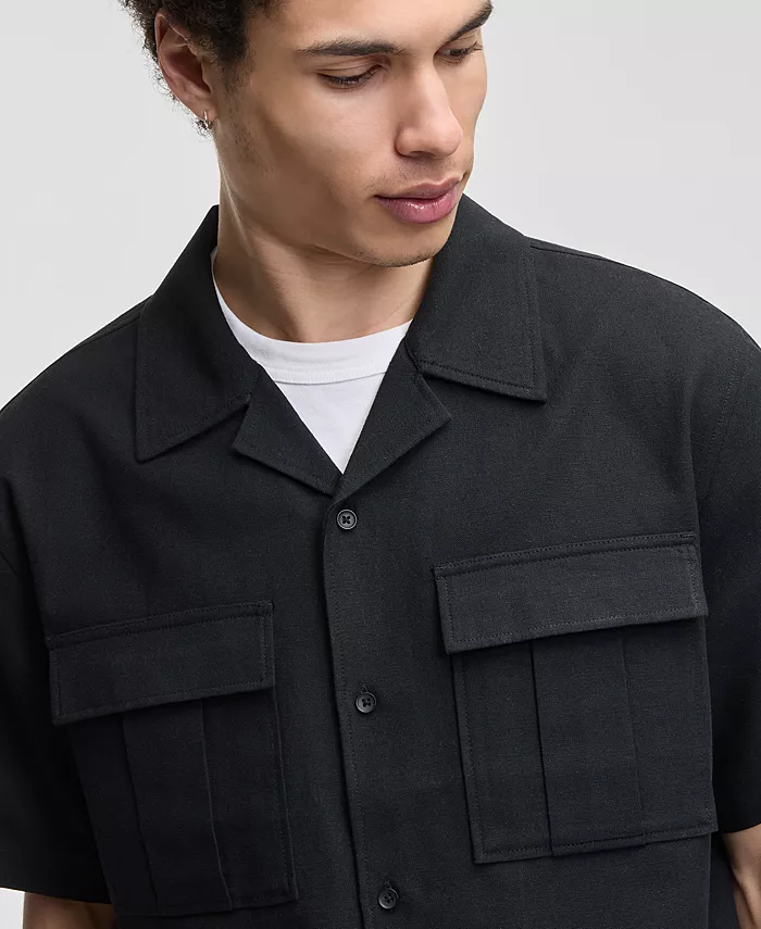 Men's Linen & Cotton Relaxed Utility Shirt - thumbnail 10
