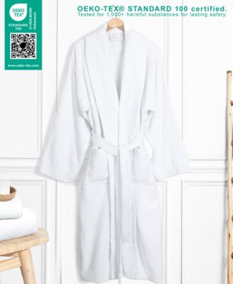 100% Cotton Robes Unisex Lightweight Plush Shawl Collar Bathrobes