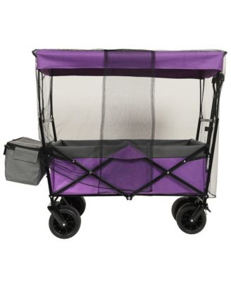 Collapsible Wagon with Canopy, Heavy Duty Utility Cart with All-Terrain Wheels, Large Capacity for Camping, Shopping and Garden