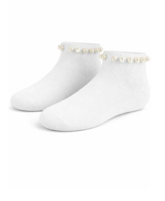 Little Girls Pretty in Pearls Cotton Blend Anklet Socks