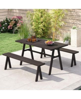 Outdoor 3-Seat Bench with 800 lbs Bearing Capacity