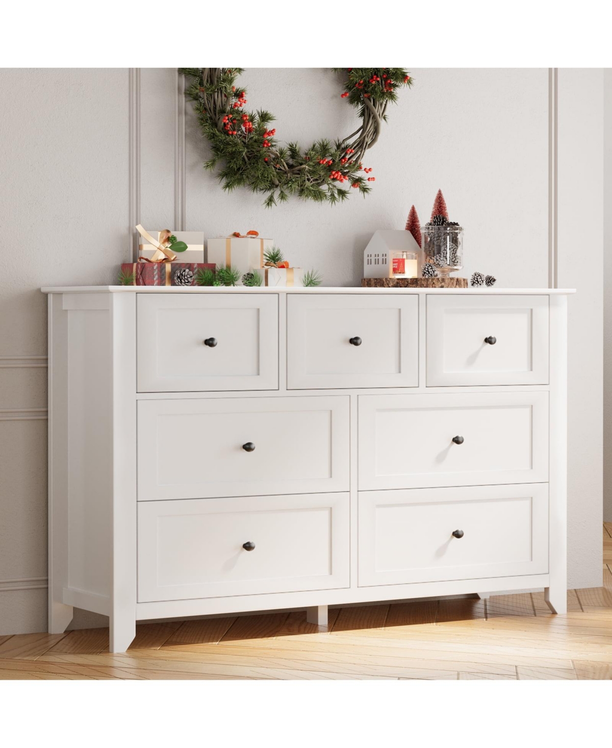 gaomon Modern 7 Drawer Dresser for Bedroom,Dressers with Large Storage,Handleless Chest of Drawers Tv Stand