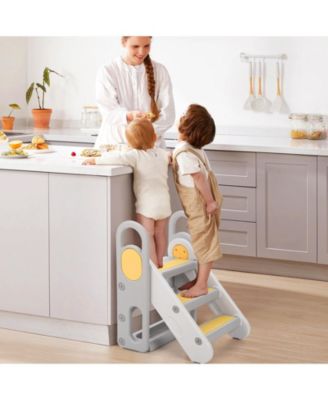 Kids Step Stool Foldable for Bathroom Sink, Folding Toddlers Toilet Potty Training Stools