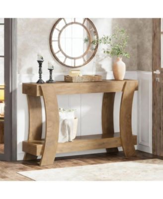 47-Inch Console Table for Entryway, 2-Tier Farmhouse Wooden Sofa Table