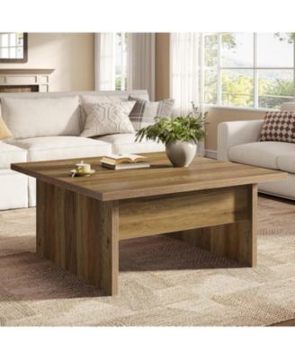 Square Coffee Table, 39.4-Inch Farmhouse Cocktail Tea Center Table for Living Room