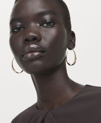 Women's Draped Neck Long-Sleeved Dress