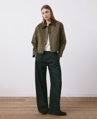 Women's Contrasting Collar Denim Barn Jacket