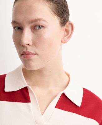 Women's Striped Polo-Neck Sweater