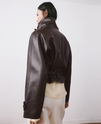 Women's Maxi Lapels Faux-Leather Jacket