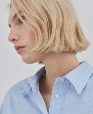 Women's Strass Striped Crop Top