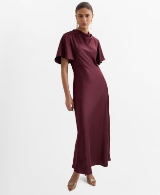 Women's Draped Neck Long Dress