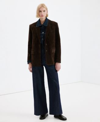 Women's Stitching Detail High-Waisted Wide Leg Jeans