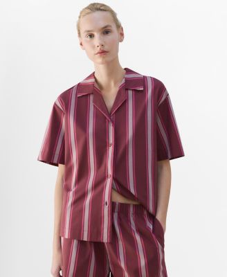 Women's Short-Sleeve Striped Pajama Shirt