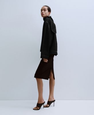 Women's Knot Neck Denim Blouse