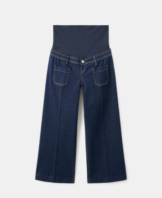 Women's Pockets Wide Leg Maternity Jeans