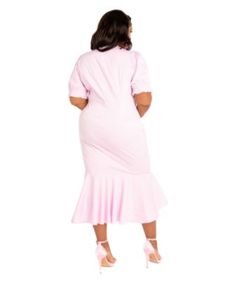 Plus Size Ruched Fishtail Midi Dress